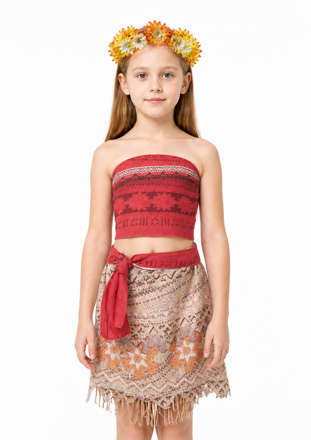 Moana Costume with Skirt and Floral Wreath for Carnival Costumes detail 3