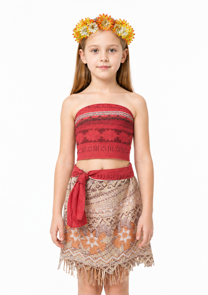 Moana Costume with Skirt and Floral Wreath for Carnival Costumes detail 3