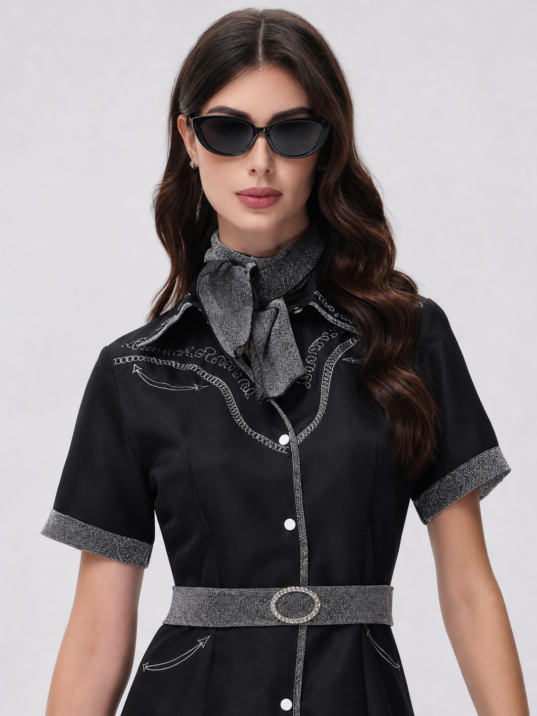 Western-Style Costume: Black Dress with Belt