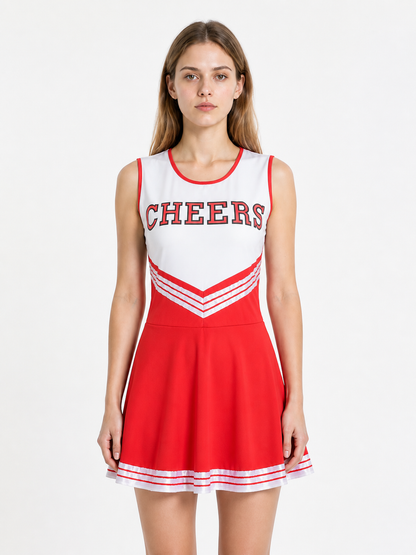 Red and White CHEERS Performance Dress Costume Dresses detail 2