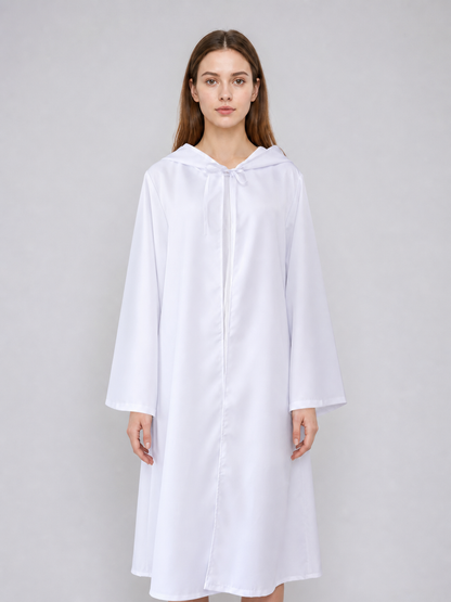 White Hooded Cape for Costumes and Cosplay