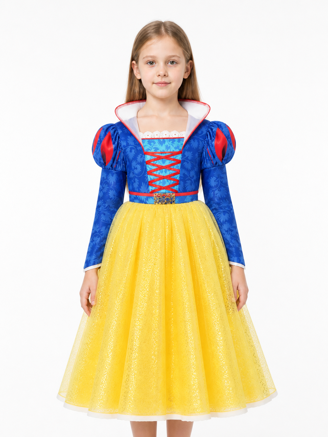 Princess Dress with White Collar and Full Yellow Skirt Costume Dresses detail 3