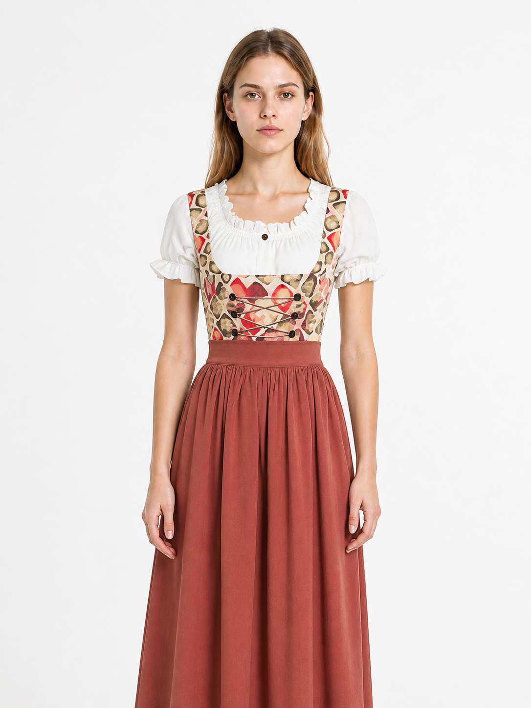 Square-Neck Dress with Puff Sleeves Costume Dresses detail 3