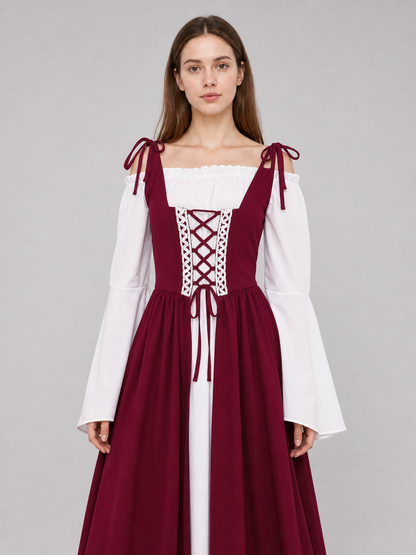 Long Medieval-Style Dress with Blouse