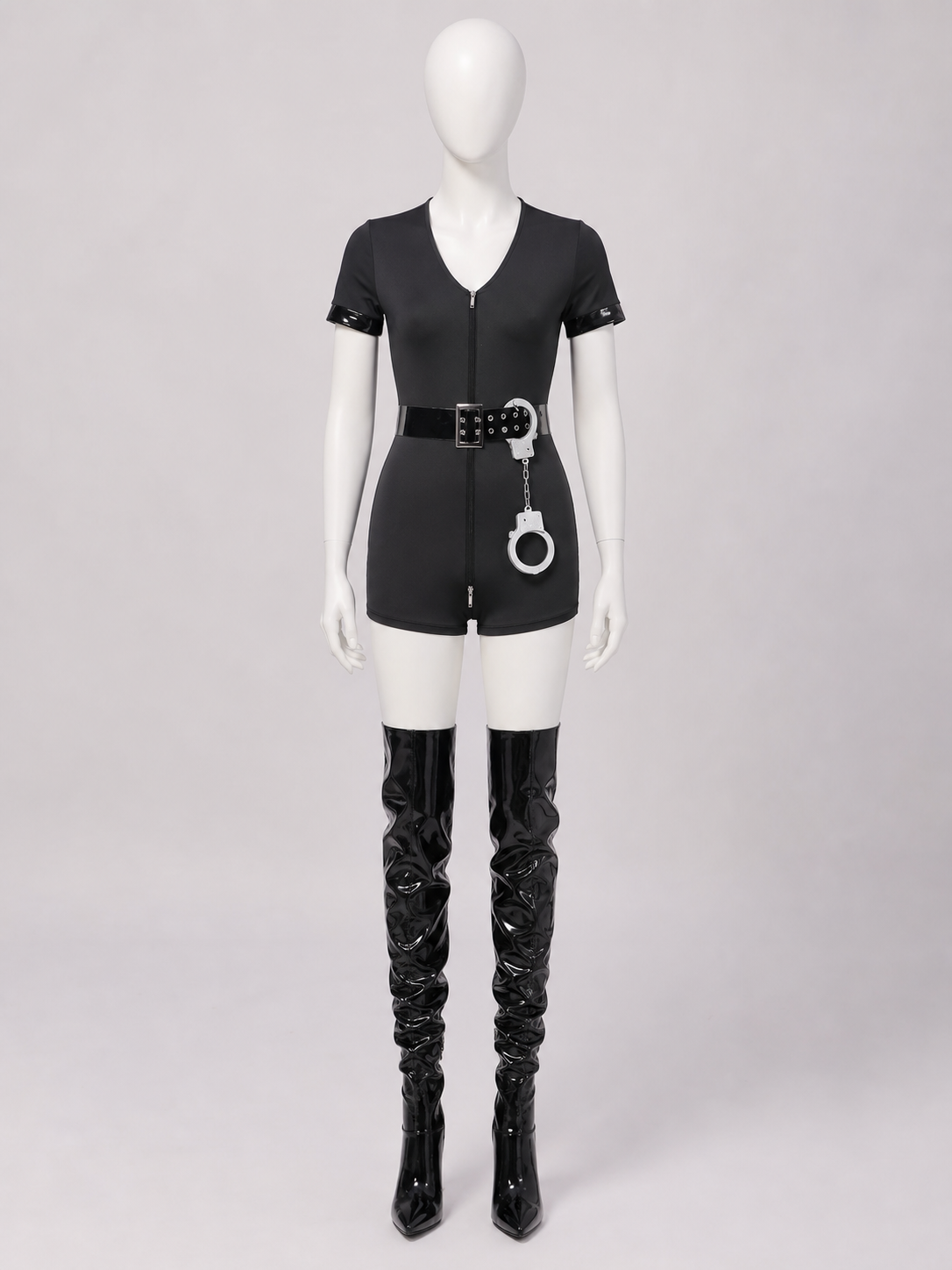 Police costume with belt and “Police” lettering for cosplay