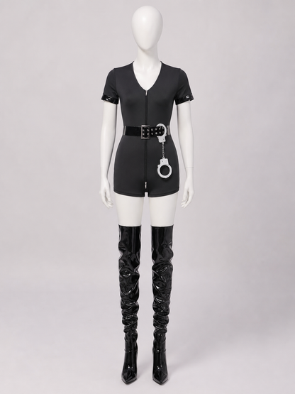 Police costume with belt and “Police” lettering for cosplay