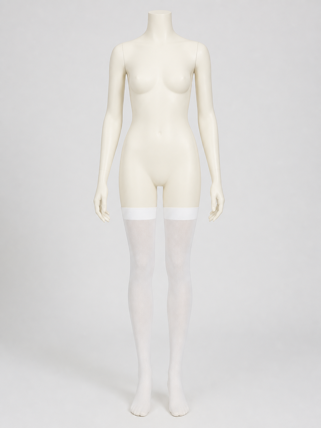 White Thigh-High Stockings in Semi-Transparent Mesh product detail 3