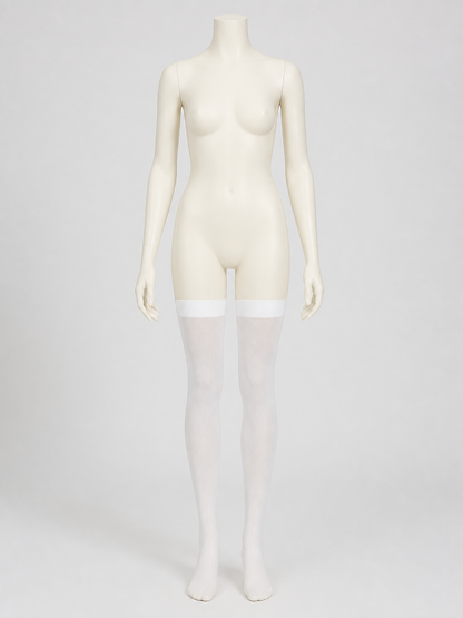 White Thigh-High Stockings in Semi-Transparent Mesh product detail 3