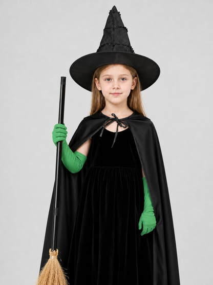 Black velvet witch costume set product view 47
