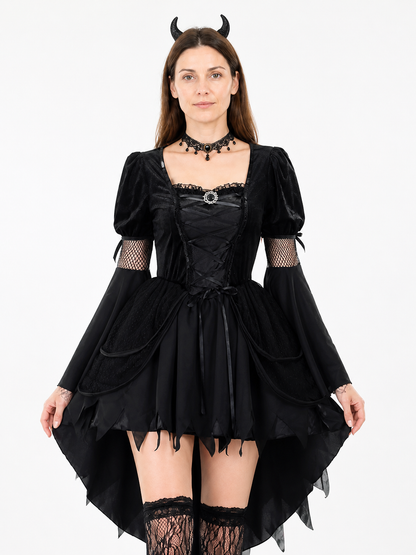 Black Gothic Witch Dress for Halloween and Stage Performances Costume Dresses detail 2