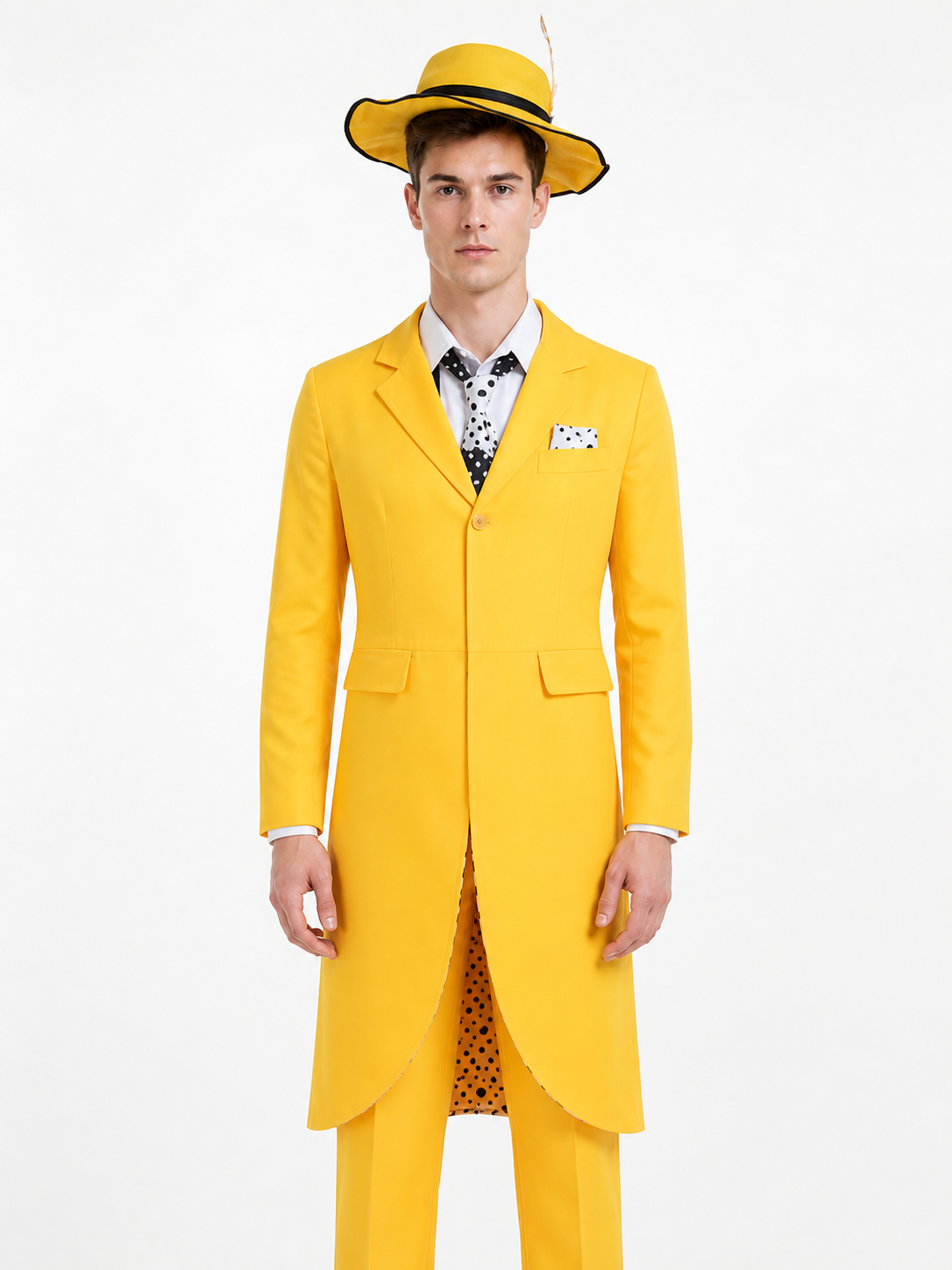 Yellow Cosplay Costume with Long Jacket and Hat Costume Headwear detail 2