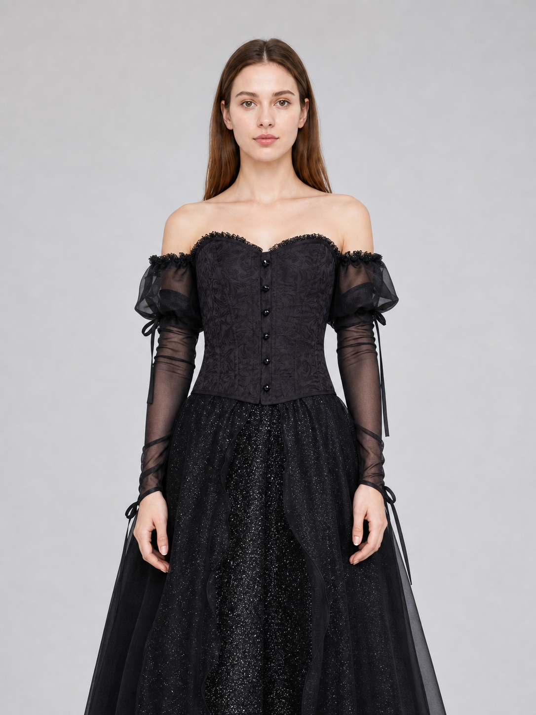 Gothic Black Cosplay Dress with Belt