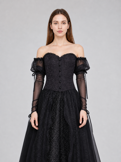 Gothic Black Cosplay Dress with Belt