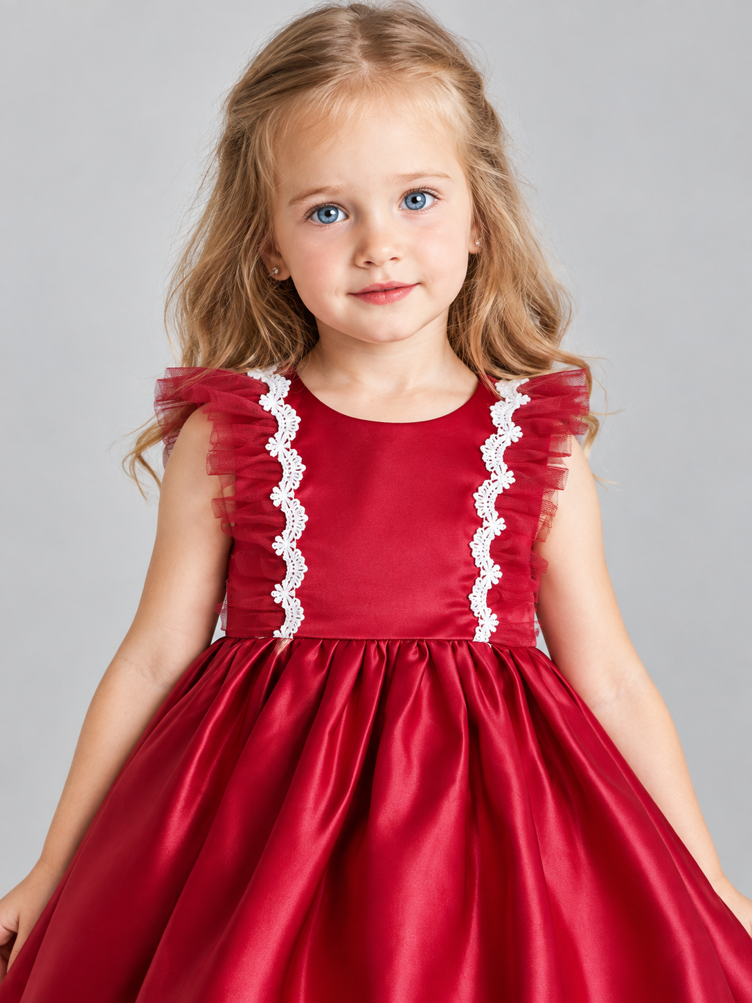 Burgundy Lace Girls' Party Dress