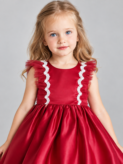Burgundy Lace Girls' Party Dress