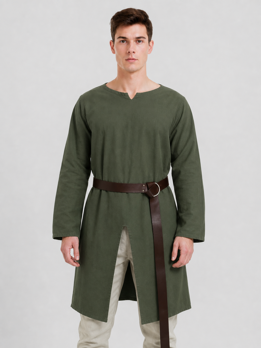 Green Medieval Robe, Long Sleeves, Loose Fit
