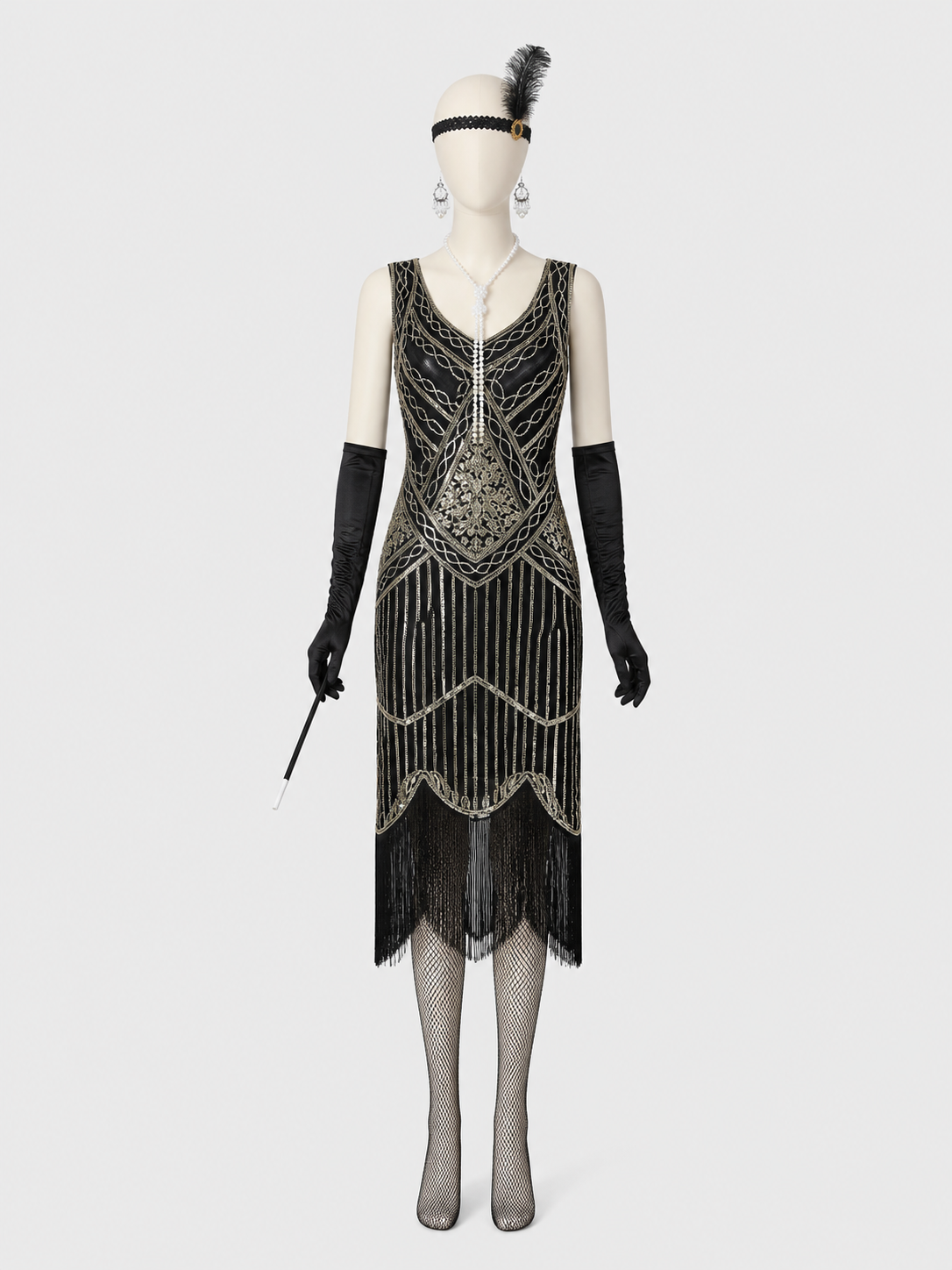 Vintage Gatsby-Style Set: Fringed Dress Costume Dresses detail 3