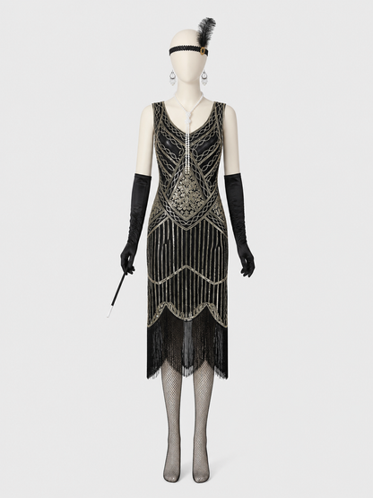 Vintage Gatsby-Style Set: Fringed Dress Costume Dresses detail 3