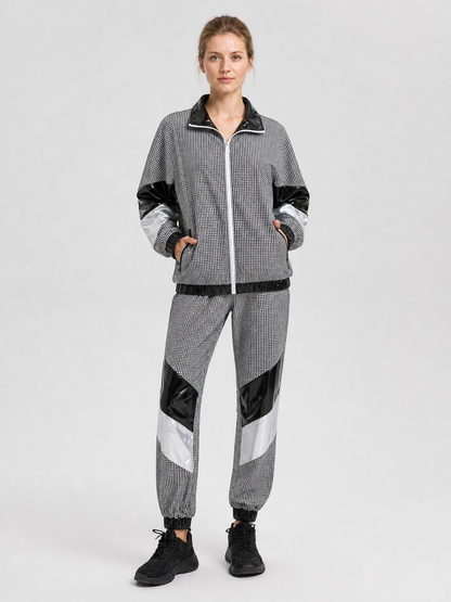 Retro Hooded Tracksuit, Black and Silver product detail 3