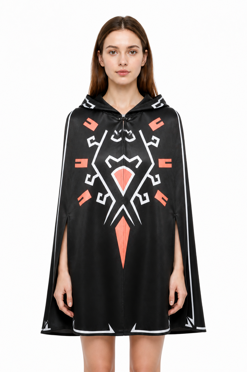 Hooded Cape with Geometric Pattern Costume Capes detail 3