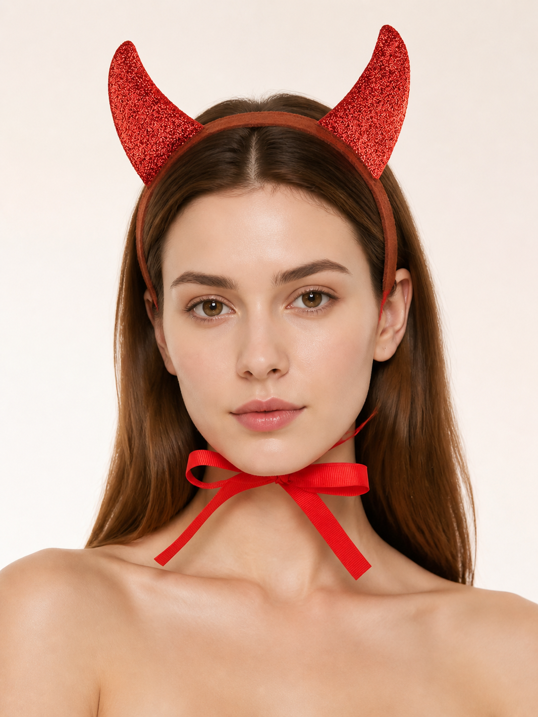 Halloween Carnival Headband with Red Devil Horns Costume Headwear detail 2