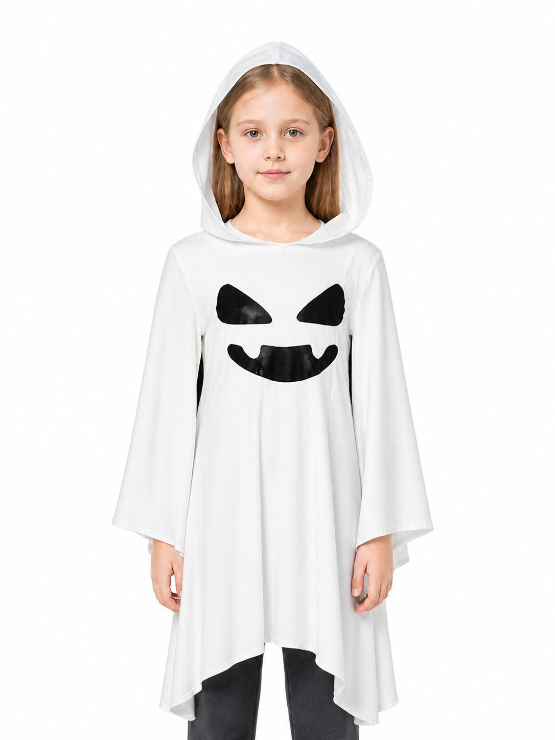 Children's White Hooded Ghost Cape for Halloween Costume Capes detail 3