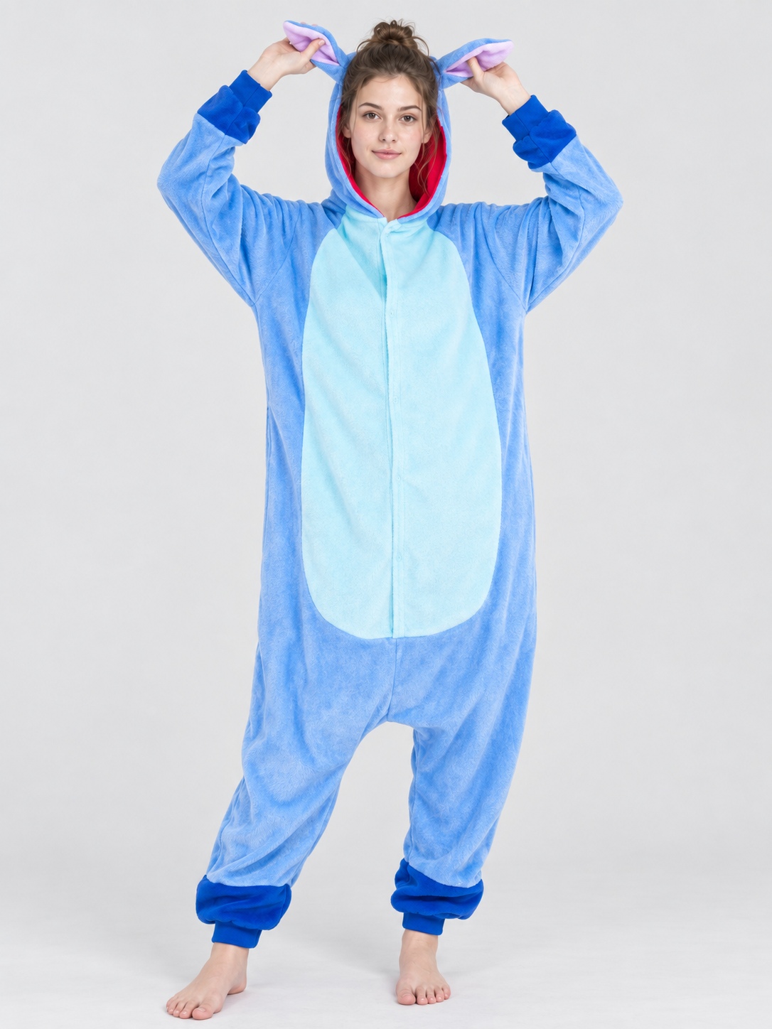 Blue Hooded Pajama Jumpsuit with Ears