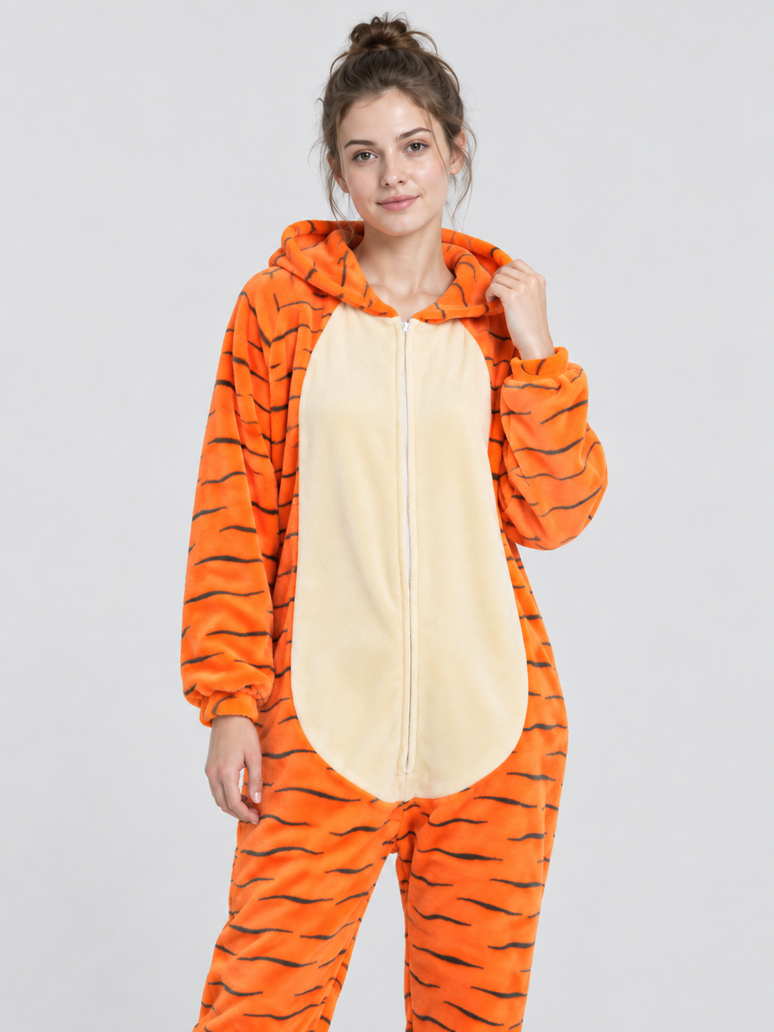 Orange Tiger Striped Pajama Jumpsuit