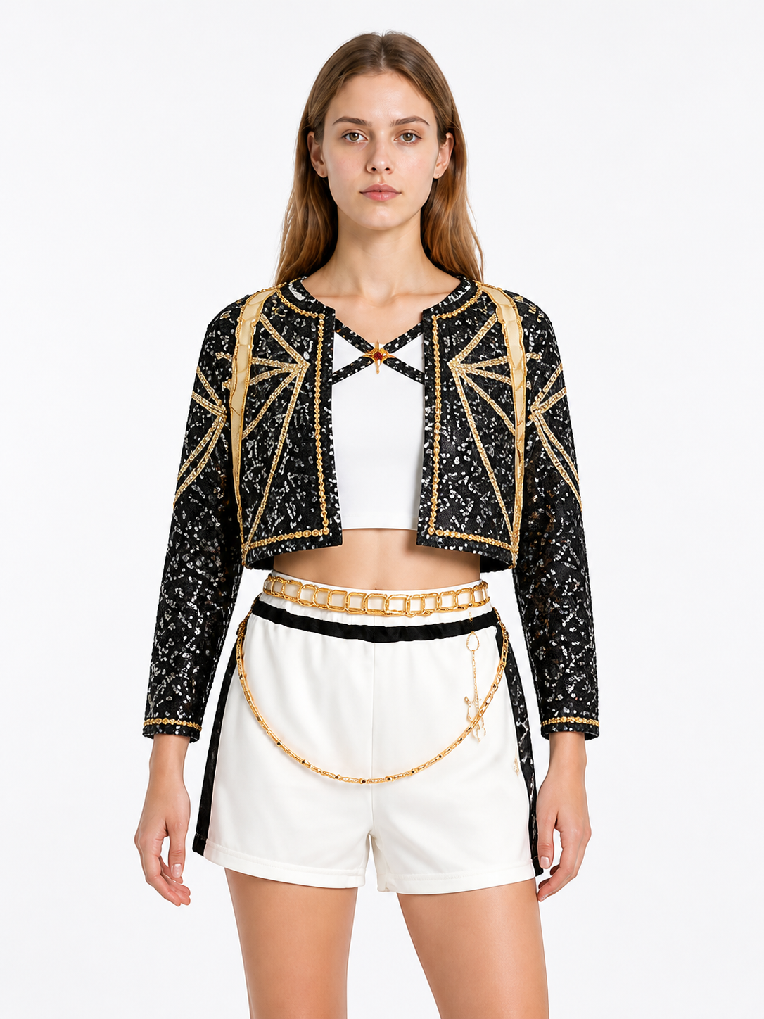 3-Piece Black, White, and Gold Cosplay Costume Costumes detail 3