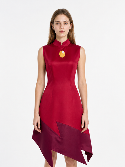 Asymmetrical Sleeveless Dress with a High Collar Costume Dresses detail 3