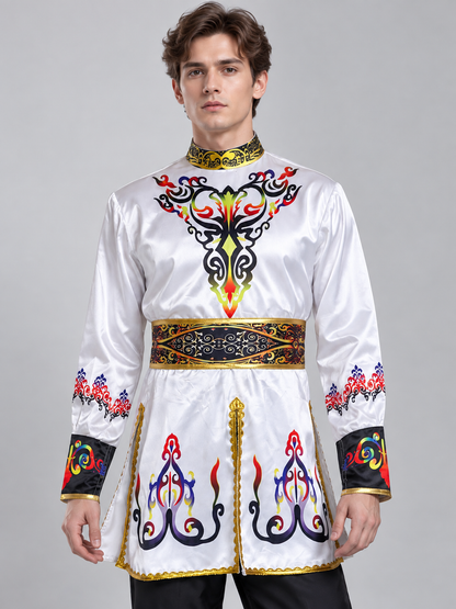 Stage Costume for Folk Dance White Black