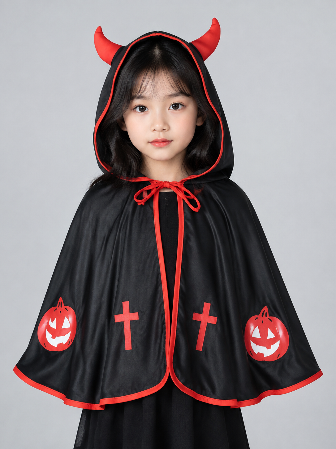 Carnival Cape with Hood and Witch Broom Costume Capes detail 2