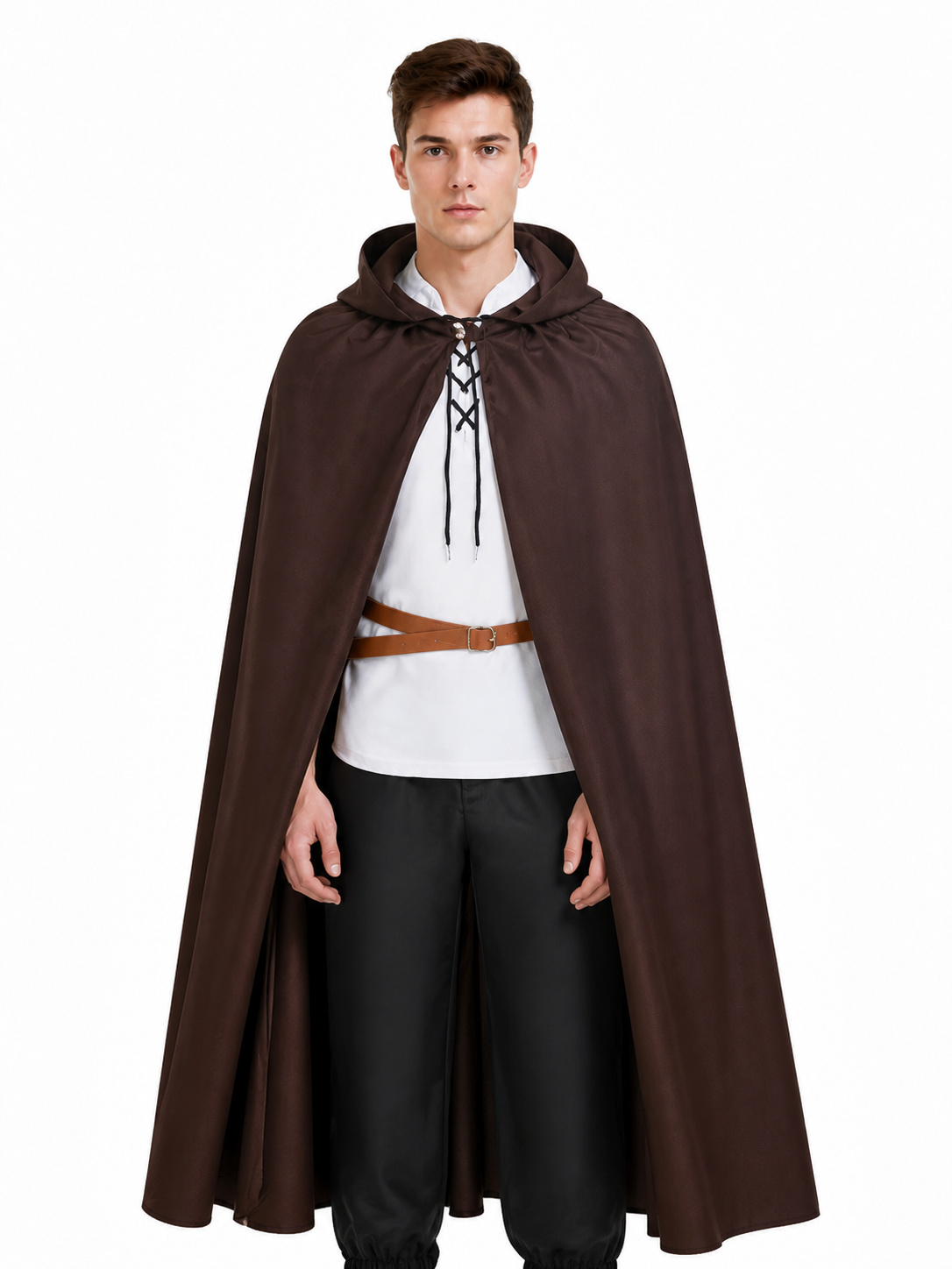 Long Hooded Cloak with Lacing Costume Capes detail 3