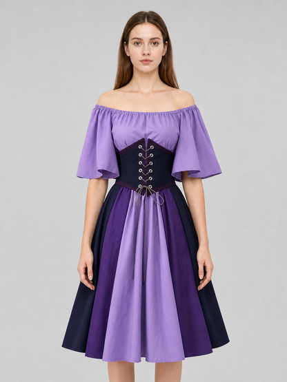 Fantasy Dress with Corset Lacing and Ruffles