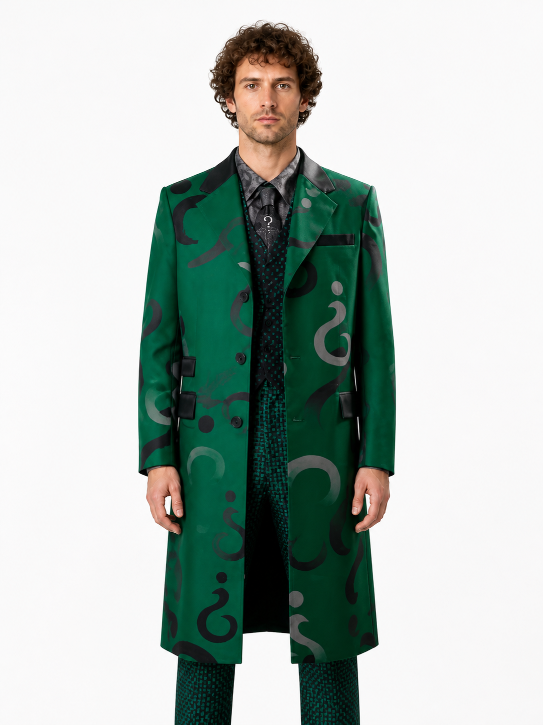 Green Riddler Costume with Cape for Cosplay Costume Capes detail 3
