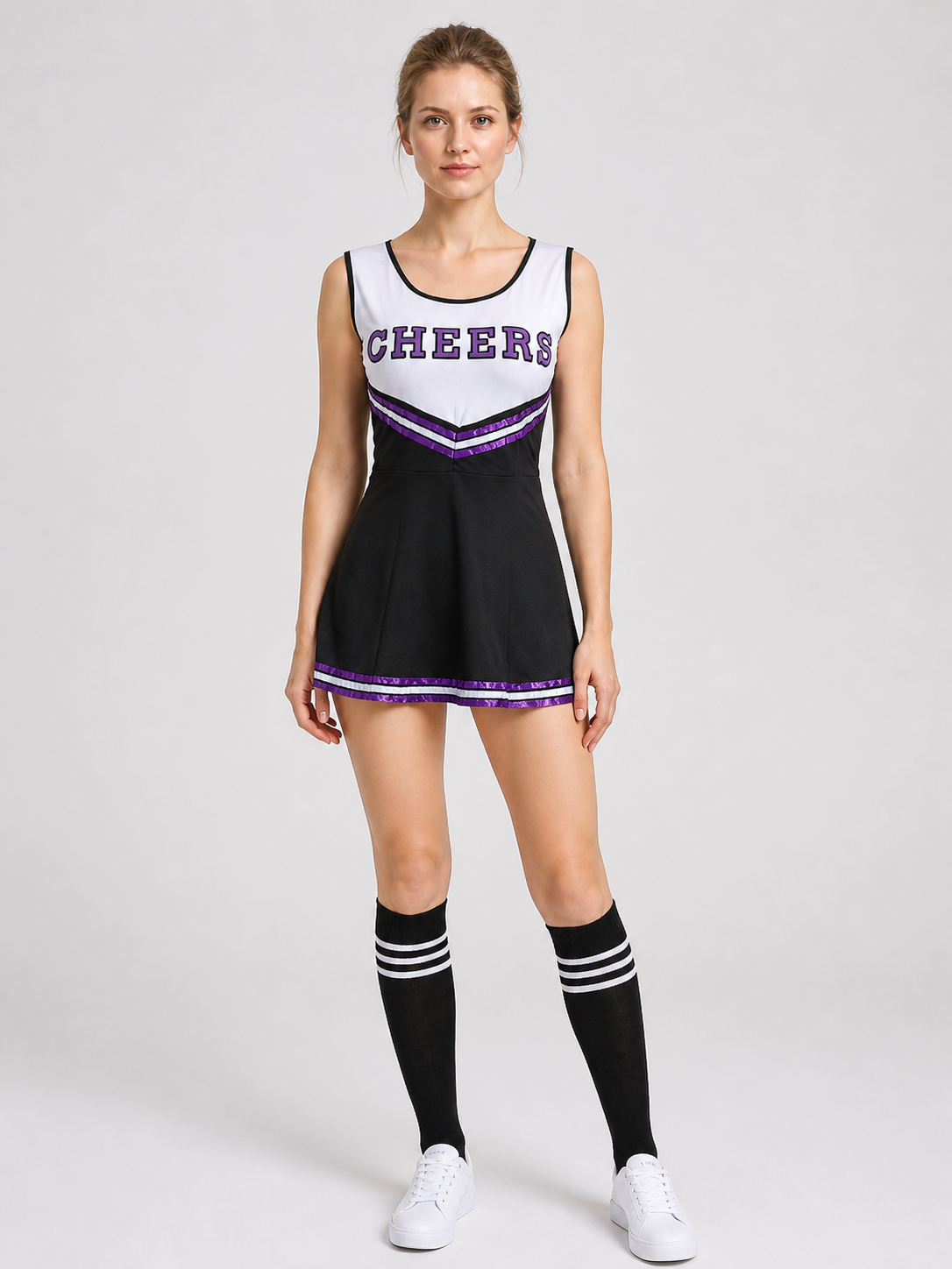 “Cheers” Cheerleading Dress with Striped Knee-High Socks product detail 3