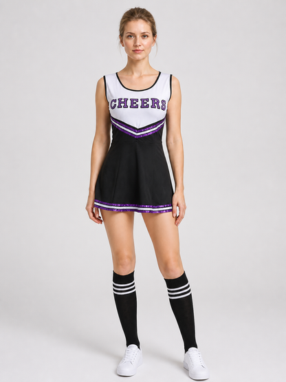 “Cheers” Cheerleading Dress with Striped Knee-High Socks product detail 3