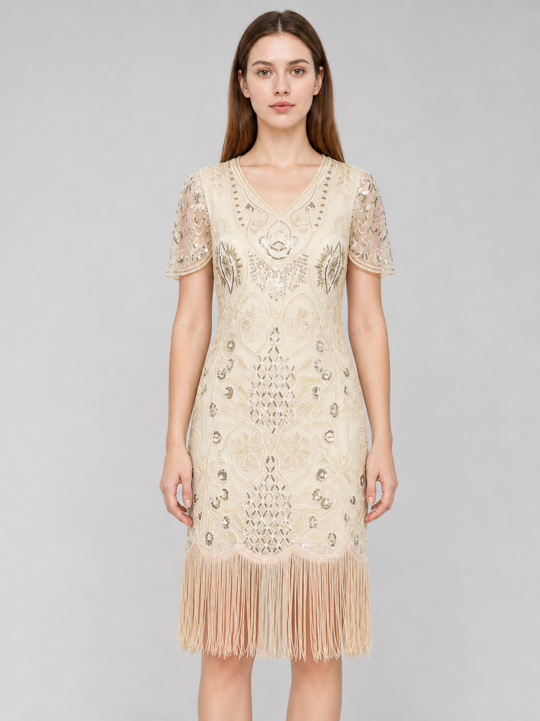 Retro Sequin and Fringe Dress