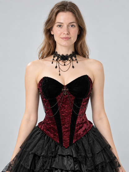 Black and Burgundy Vampire Costume with Corset