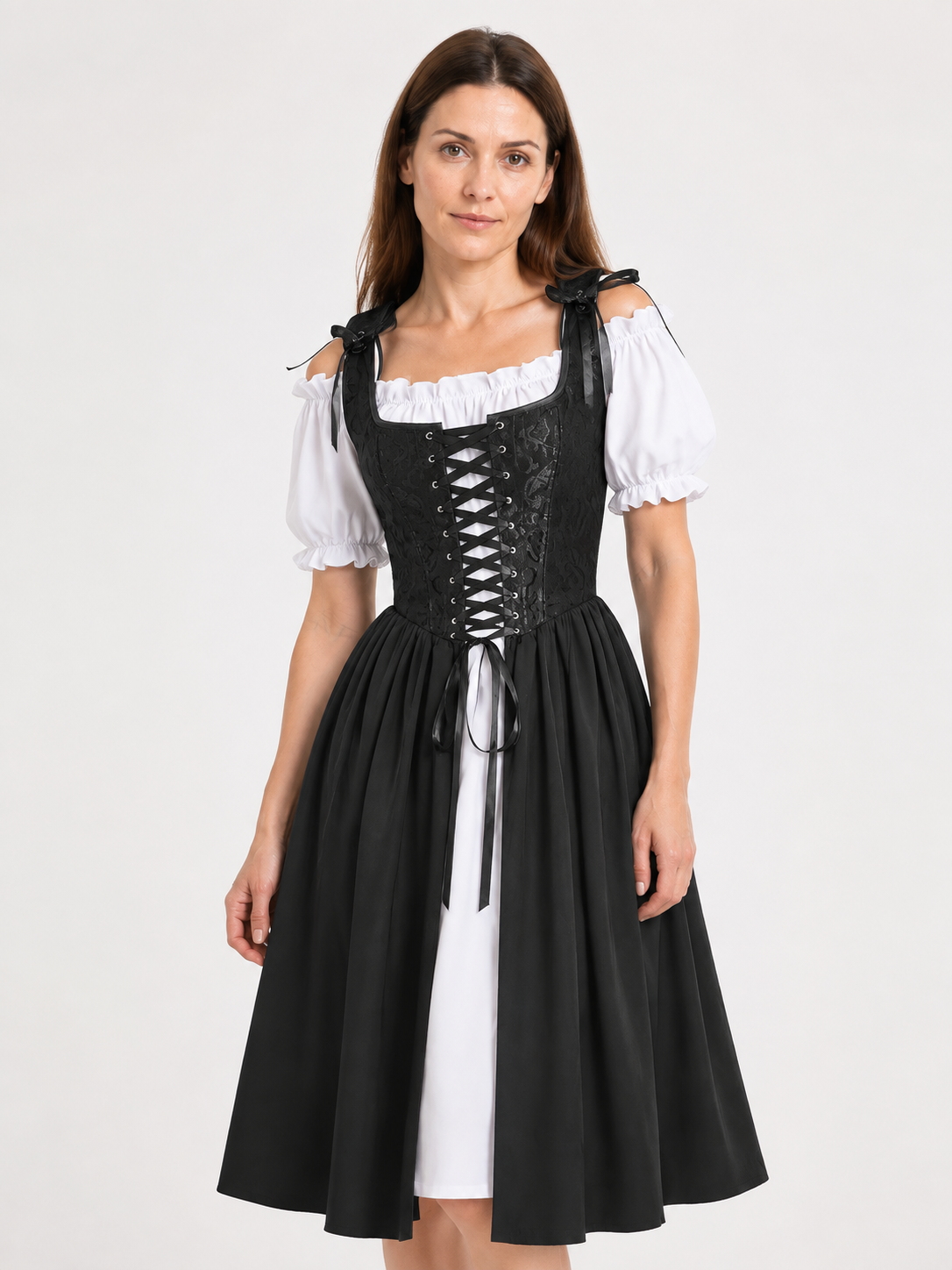 Renaissance Cosplay Dress with Corset and Puff Sleeves Costume Dresses detail 2