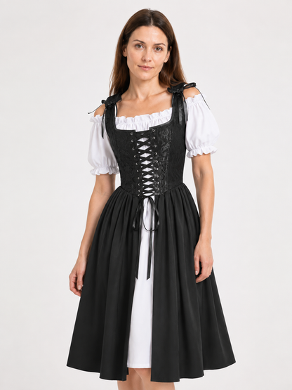 Renaissance Cosplay Dress with Corset and Puff Sleeves Costume Dresses detail 2