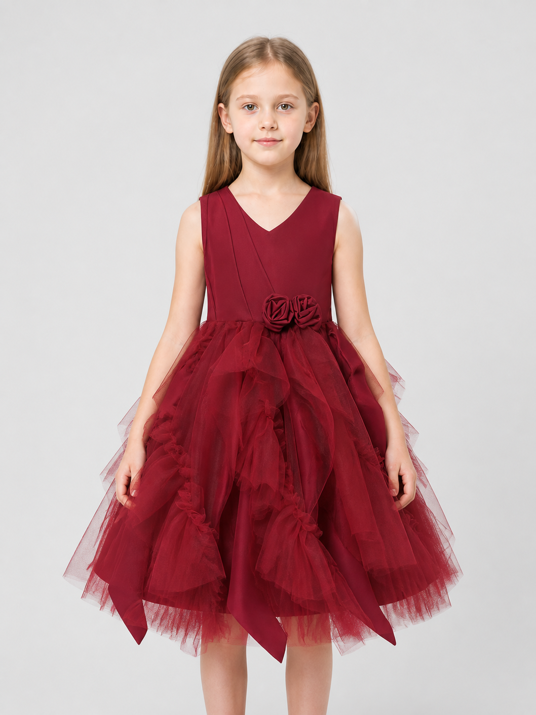 Festive Girls’ Bubble Dress with a Rose and Tulle product detail 3