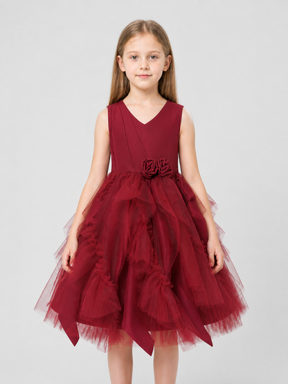 Festive Girls’ Bubble Dress with a Rose and Tulle product detail 3