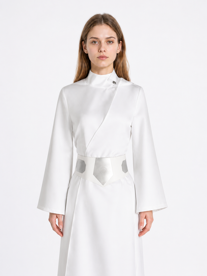 Long White Cosplay Dress with Belt Costume Dresses detail 2