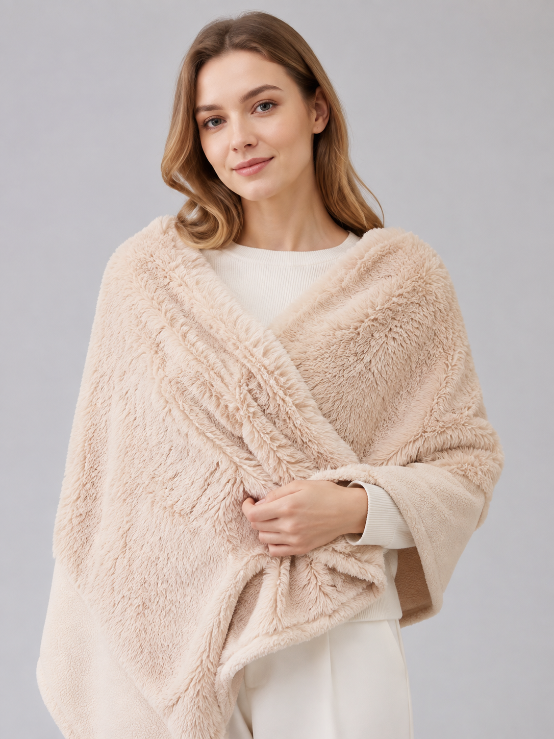Long-Pile Pet Blanket, Beige Wearable Blankets detail 2