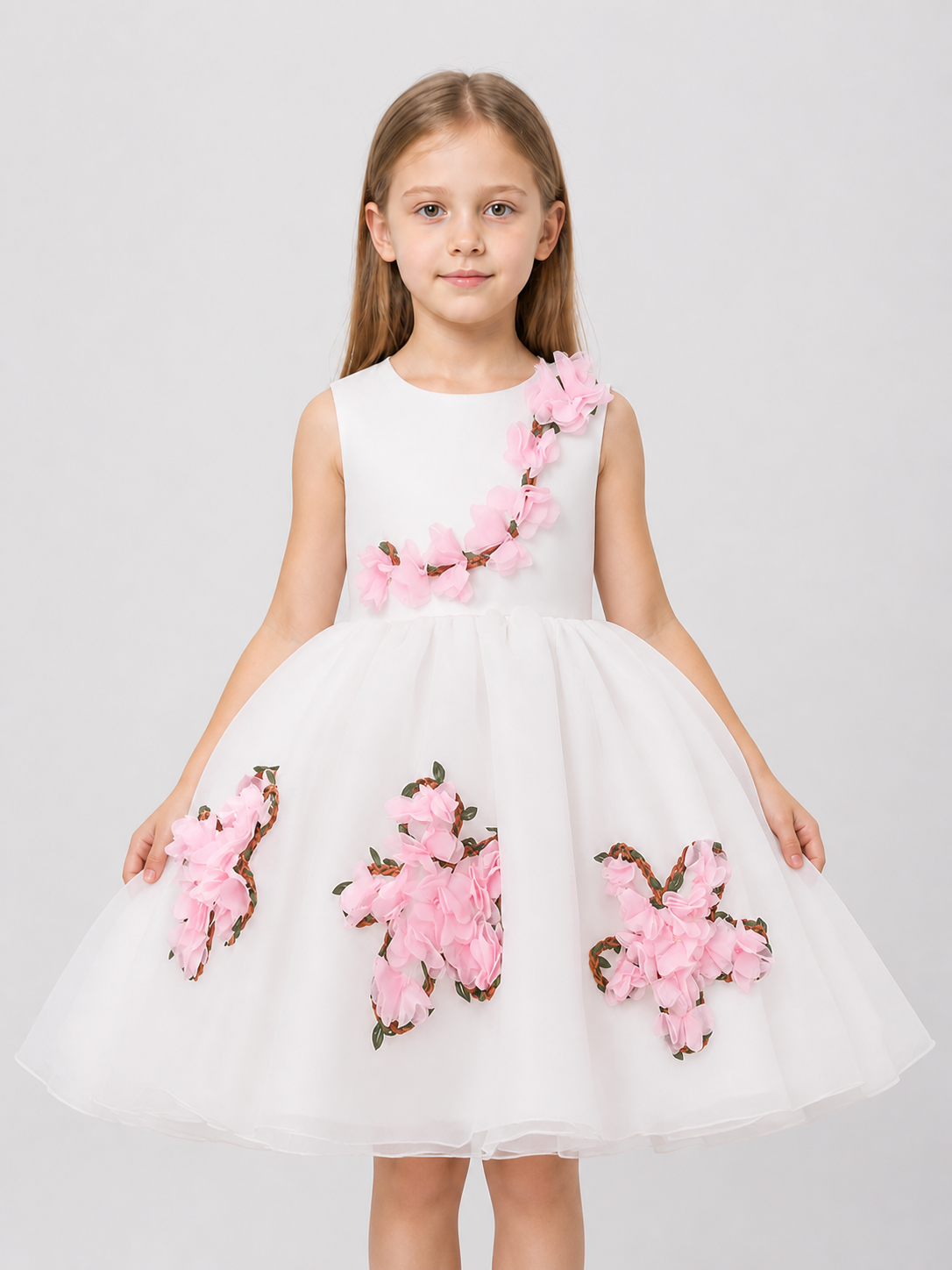 Children's organza dress with a full skirt and flowers Costume Dresses detail 3