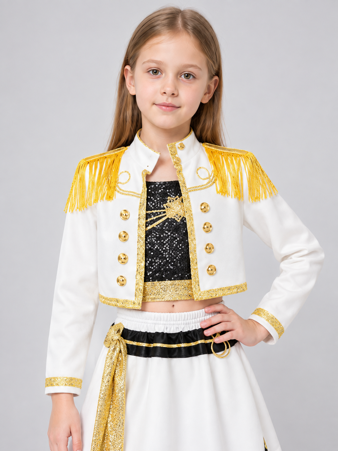 3-Piece Kids' Stage Costume with Gold Trim