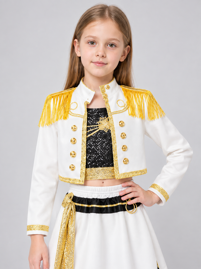 3-Piece Kids' Stage Costume with Gold Trim