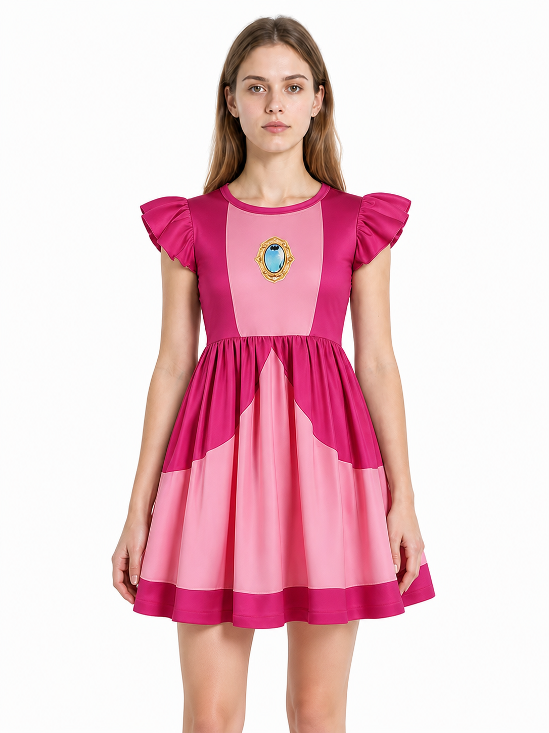 Pink Cosplay Dress with Ruffles and Flared Skirt Costume Dresses detail 3