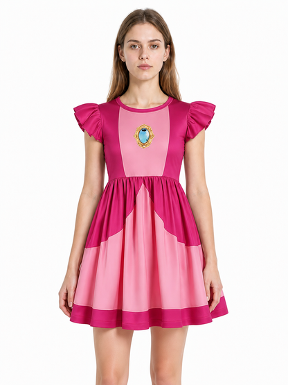 Pink Cosplay Dress with Ruffles and Flared Skirt Costume Dresses detail 3